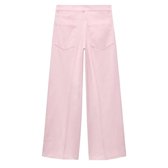 NWT Zara Light Pink Straight Leg High Waist Baggy Trousers Pants - M - Picture 4 of 16